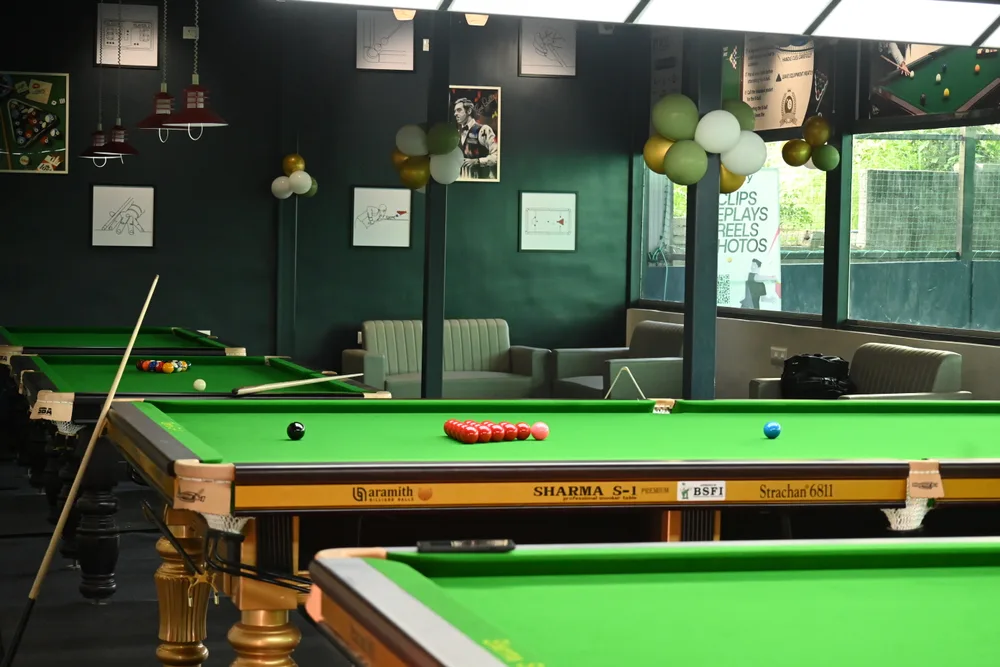 Snooker table beside the club lounge